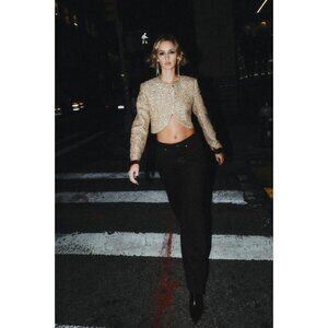 ZARA CROPPED TEXTURED JACKET WITH METALLIC THREAD